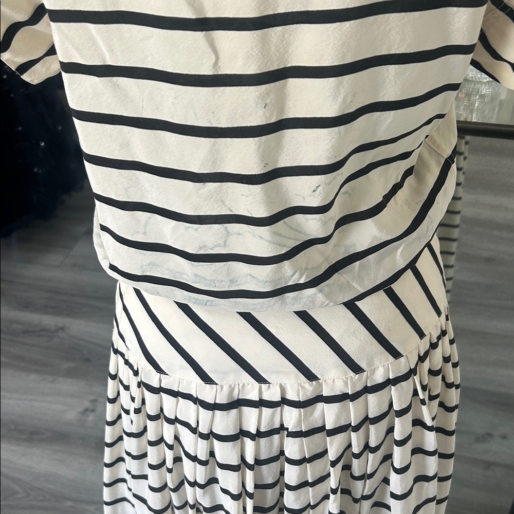 VINTAGE CHANEL SILK Striped Black and White Women's Dress - Picture 10 of 16